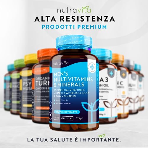 Nutravita Men's 25 Essential Vitamins & Minerals with Panax Ginseng - 180 Vegan Tablets