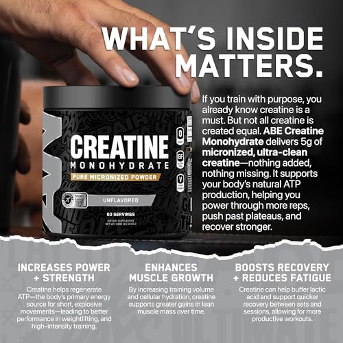 Applied Nutrition ABE Creatine Monohydrate Powder - 60 Servings, Micronized, Sugar-Free & Keto Friendly