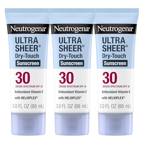 Neutrogena Ultra Sheer Dry-Touch Sunscreen Lotion SPF 30 - Oxybenzone-Free, Water Resistant, Non-Greasy, Travel Size (3 Fl Oz, Pack of 3)