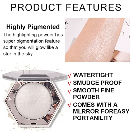 evpct Pearl White Silver Face Highlighter - Shimmer Glitter Diamond Sparkle