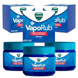 Vicks VapoRub Medicated Chest Rub Ointment - Cough, Cold & Pain Relief (3-Pack)