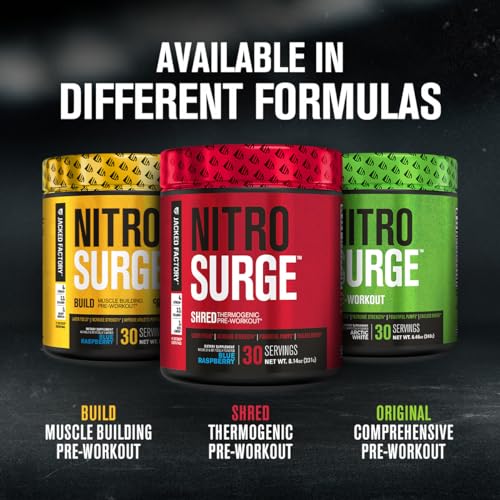 Jacked Factory NITROSURGE Shred Pre Workout - Fruit Punch, 30 Servings