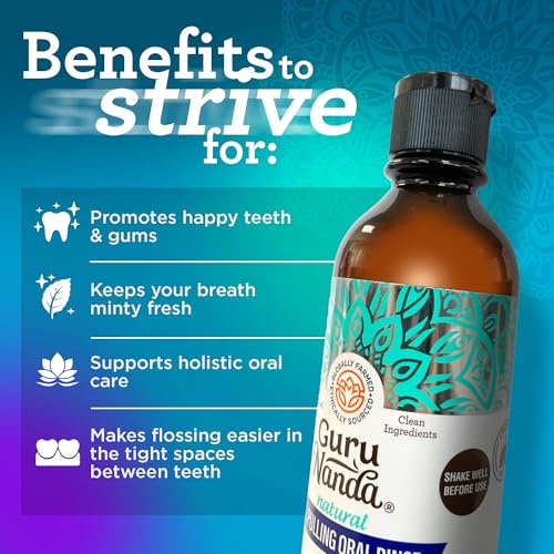 GuruNanda Coconut Oil Pulling Mouthwash with Essential Oils, 8 Fl. Oz