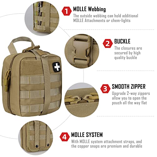 LIVANS Tactical First Aid Pouch - MOLLE EMT Medical Bag with Quick Release Design for Military & Outdoor Survival
