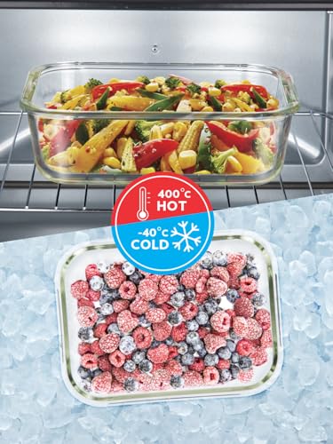 Borosil Klip-N-Store Rectangular Glass Food Storage Container with Air-Tight Lid - 370ml