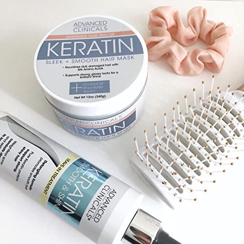 Advanced Clinicals Keratin Hair Mask: Repair & Restore Damaged Hair (12oz)