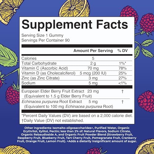 MaryRuth Organics Immunity Gummies (Sugar-Free, 90ct) - Raspberry Lemonade
