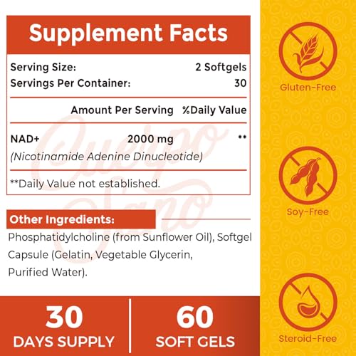 2000 MG NAD+ Liposomal Supplement - High Absorption for Cellular Energy & Longevity