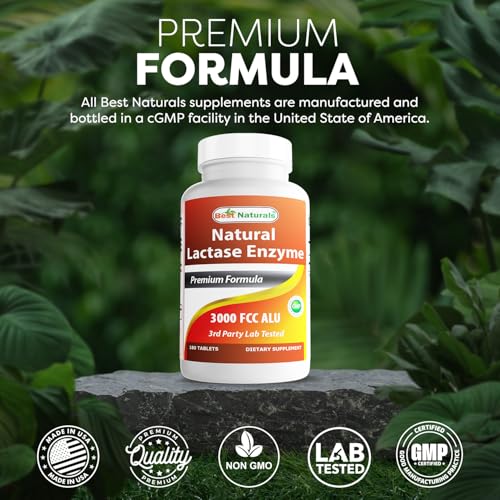 Best Naturals Fast-Acting Lactase Enzyme 3000 FCC ALU, 180 Tablets