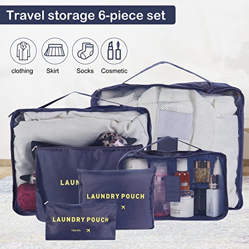 SKY-TOUCH 6-Piece Travel Packing Cubes & Laundry Bag Set - Waterproof Organizer
