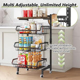 4-Tier Adjustable Fruit & Vegetable Kitchen Storage Cart with Wood Top & Wheels