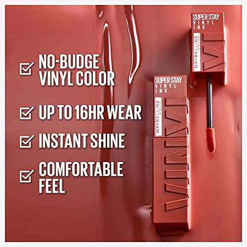 Maybelline Super Stay Vinyl Ink Longwear Liquid Lipcolor - Peppy Pink | Highly Pigmented & Shine