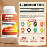 Best Naturals Fast-Acting Lactase Enzyme 3000 FCC ALU, 180 Tablets