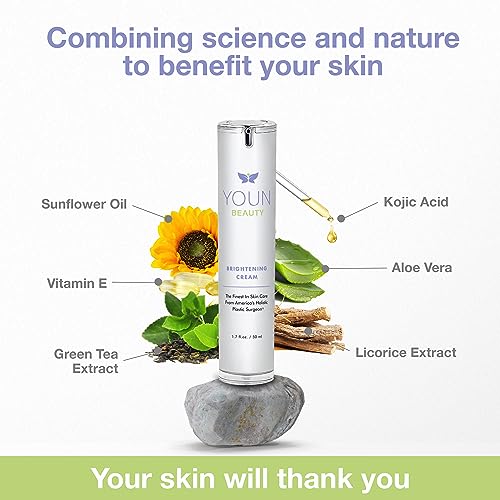 YOUN Beauty Brightening Cream with Kojic Acid, Glycolic Acid & Licorice Extract, 50ml