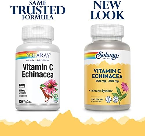 Solaray Vitamin C, Echinacea & Rose Hips - Immune Support (120 Caps)