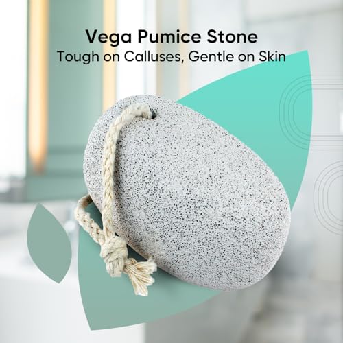 Vega Oval Shaped White Pumice Stone - Natural Exfoliator for Smooth Skin