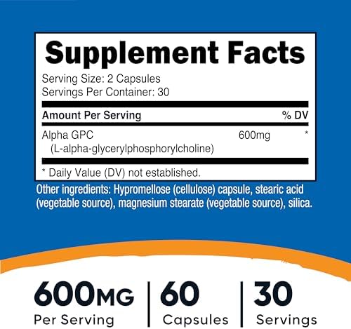 Nutricost Alpha GPC 600mg - 60 Vegetarian Capsules | Brain Health & Cognitive Function