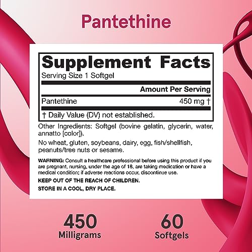 Jarrow Formulas Pantethine 450mg - 60 Soft Gels for Cardiovascular Health