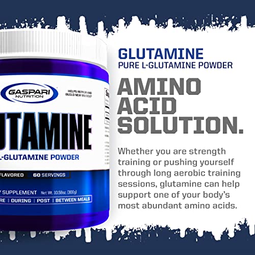 Gaspari Nutrition Glutamine Unflavored 10.58 oz (300 g) - Pure L-Glutamine Supplement