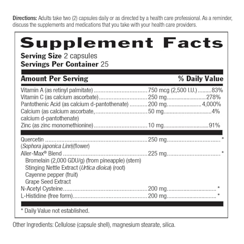 Country Life Aller-Max Vegetarian Capsules - Natural Allergy Support Formula - 50 Count
