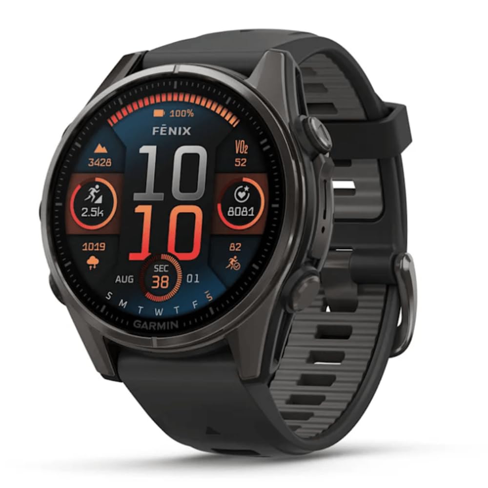 Garmin Fenix 8 - 43mm AMOLED Sapphire Smartwatch - Carbon Gray Titanium
