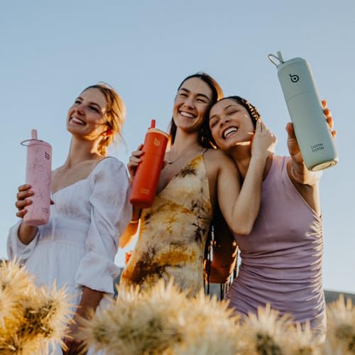 BOTTLE BOTTLE Insulated Water Bottle 24oz with Straw Lid - Double-Wall Vacuum Stainless Steel, Leak-Proof, Flower Frenzy Design