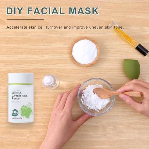 Glycolic Acid Powder (99.9% Purity) - Cosmetic Grade DIY Skincare (4oz/116g)