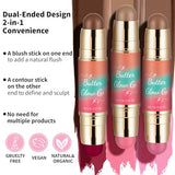 Bronzer Dual-Ended Blush and Bronzer Stick | 2-in-1 Creamy Face Makeup for Natural Radiant Glow (Sunkissed Rose)