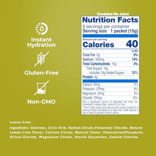 Electrolit Electrolytes Powder Packets Lemon Lime | 8 Pack | Gluten-Free Hydration Drink Mix