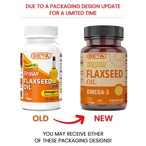Deva Vegan Omega-3 Flaxseed Oil - 1000mg ALA - 90 Capsules