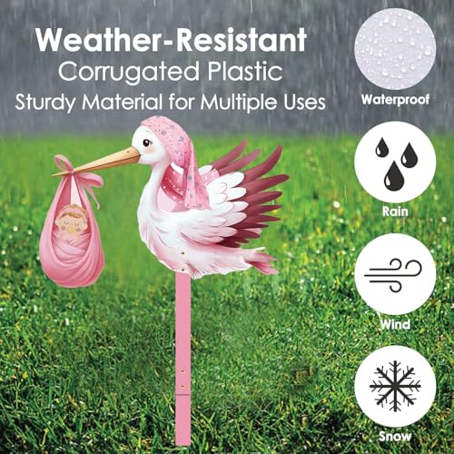 Outdoor Wooden Rattling Stork Set for Birth Announcement & Baby Showers