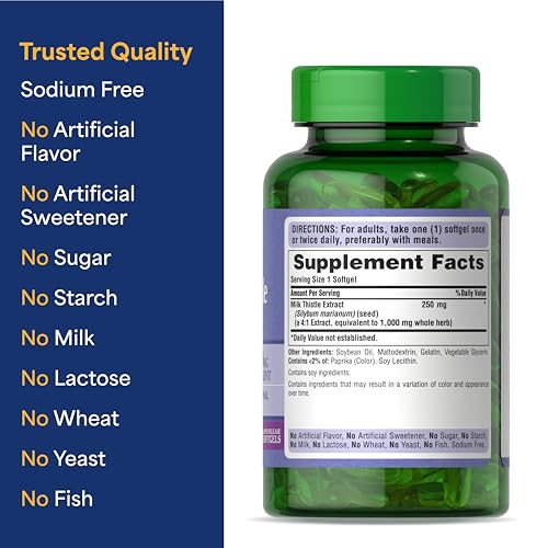 Puritan's Pride Milk Thistle Extract - 180 Tablets - Liver Detox Support