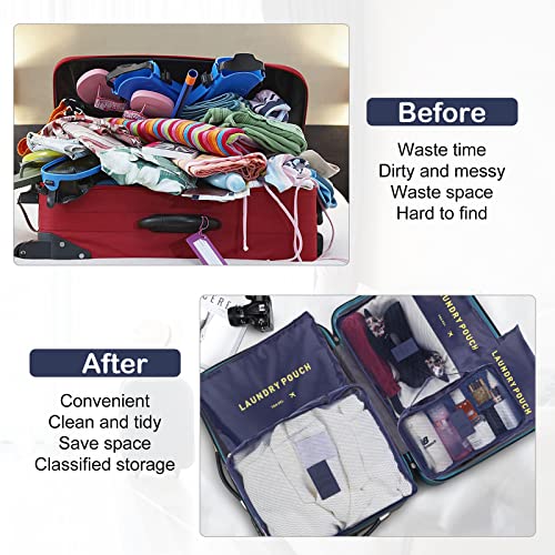 SKY-TOUCH 6-Piece Travel Packing Cubes & Laundry Bag Set - Waterproof Organizer