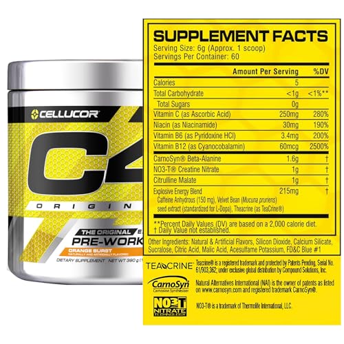 CELLUCOR C4 Original The Original Explosive Pre-Workout – Orange Burst, 60 Servings