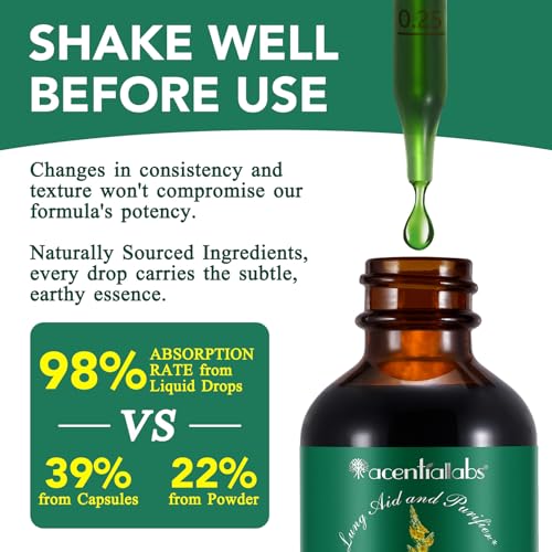 Organic Mullein Leaf Drops for Lung Health - 2 fl Oz (60ml) | Supports Breathing & Lung Cleanse