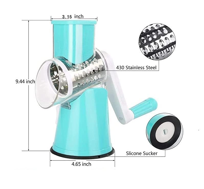 Multi-Function 3-in-1 Rotary Grater & Vegetable Cutter - Stainless Steel Blades
