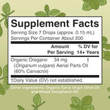 Oregano Oil Drops - 6 Month Supply | USDA Organic Oil of Oregano for Immune & Digestive Health | 1 Fl Oz