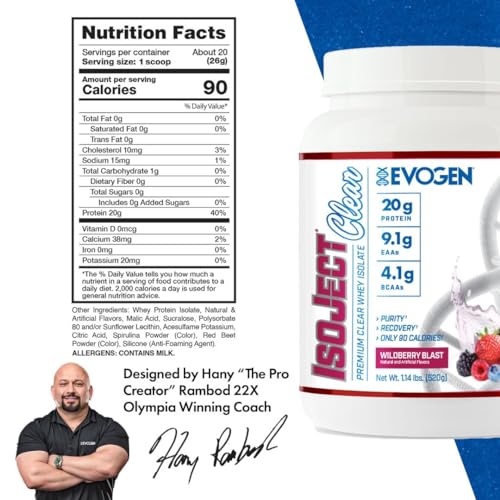 EVOGEN ISOJECT Clear Juice Isolate Protein - Wild Berry, Premium Lean Muscle Formula