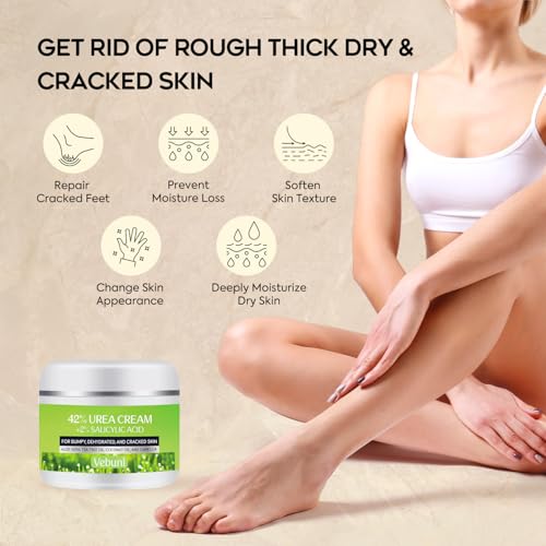 Urea Cream 42% Foot Cream with Salicylic Acid - Callus Remover for Feet, Knees & Elbows - Intensive Moisturizer & Exfoliator - 4 Oz