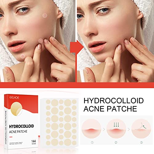 JDLYEVER Hydrocolloid Acne Patch - Invisible Makeup Closed Acne Patch, Waterproof & Breathable, 144 Patches