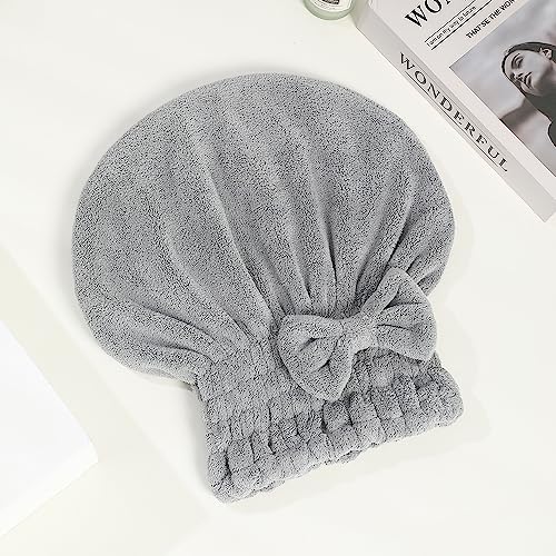 Reefi Ultra-Soft Coral Fleece Hair Drying Hat - Light Grey