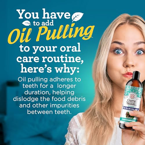 GuruNanda Coconut Oil Pulling Mouthwash with Essential Oils, 8 Fl. Oz
