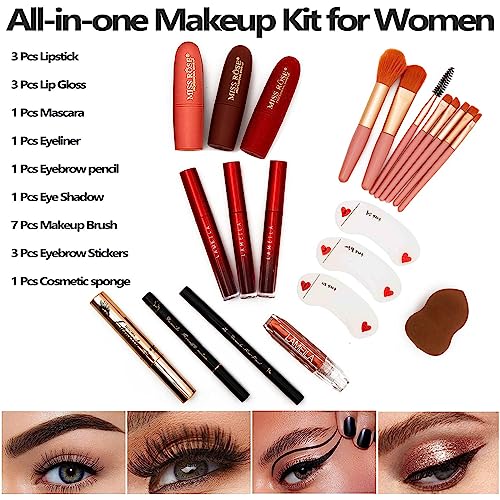 UNIFULL 132 Color All-In-One Makeup Kit for Women - Professional Makeup Set with Eyeshadow, Lipstick, Concealer, Lip Gloss, Eyeliner & Mascara (006N2-Silver)