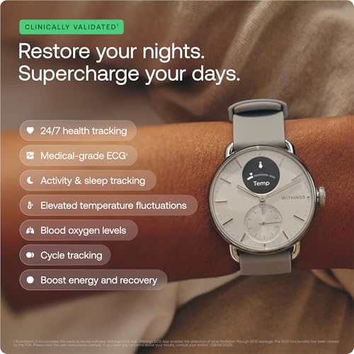 Withings ScanWatch 2 Hybrid Smartwatch – Heart Rate, ECG, Sleep & Fitness Tracker with 30-Day Battery