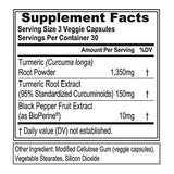 Evlution Nutrition Turmeric 1500 - 90 Veggie Capsules for Joint & Immune Support with High-Potency Curcumin