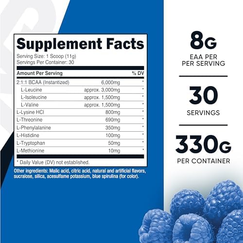 Nutricost EAA Powder - Blue Raspberry - 30 Servings - Essential Amino Acids
