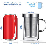 ecooe Borosilicate Glass Tea Mug with Stainless Steel Infuser & Lid - 500mL
