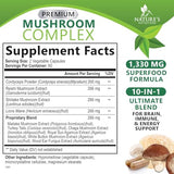 3X Strength Mushroom Complex - Lions Mane, Turkey Tail, Reishi, Cordyceps, Chaga & Maitake - 120 Capsules