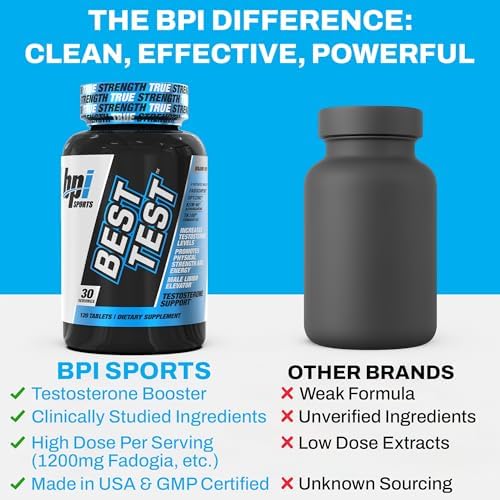 BPI Sports Best Test - Testosterone Booster for Men - Muscle Recovery, Testosterone Support Supplement, Natural Stamina, Energy Increase & Metabolism Support - 30 Servings