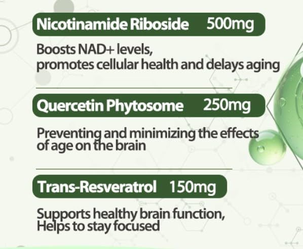 NAD Supplement with Resveratrol - 120 Capsules for Cellular Health & Anti-Aging